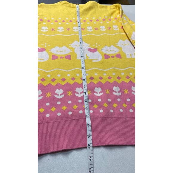 Chanteii Kitten Sweater Kawaii Sweater yellow Sz S Cotton Cozycore Cat Lover - Picture 5 of 9